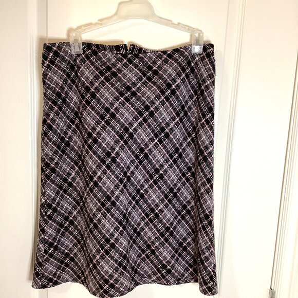 2 Women's Vintage Style Plaid Pencil Knee Length Skirt Lined Y2K - Picture 2 of 11